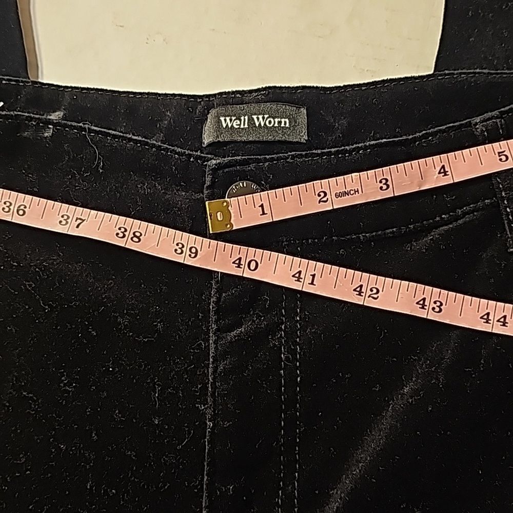 Black 5 pocket velvet like pants by "Well Worn" size 16/36 - Picture 6 of 9